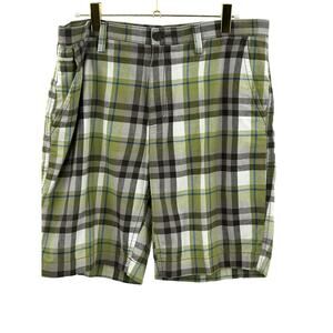 Sonoma Men's Chino Shorts Green Size 38 Hiking Twill Casual Plaid Outdoor Casual